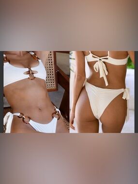 Bahimi Tulum Tie-Side Bottom - Creme Brulee - Size Large